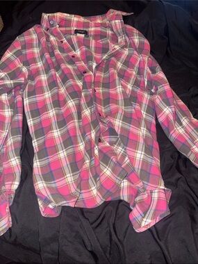 Wrangler Pink Plaid Button-Down Shirt